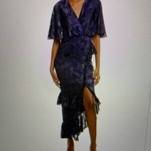 Saloni blue flowy dress women’s size 0